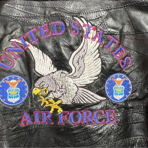 VTG 90’s Patchwork Leather Embroidered United States Air Force Eagle Jacket XL - Picture 8 of 13